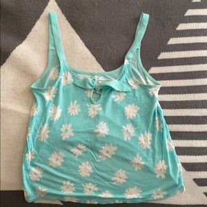 Pretty teal tank top w/ floral print